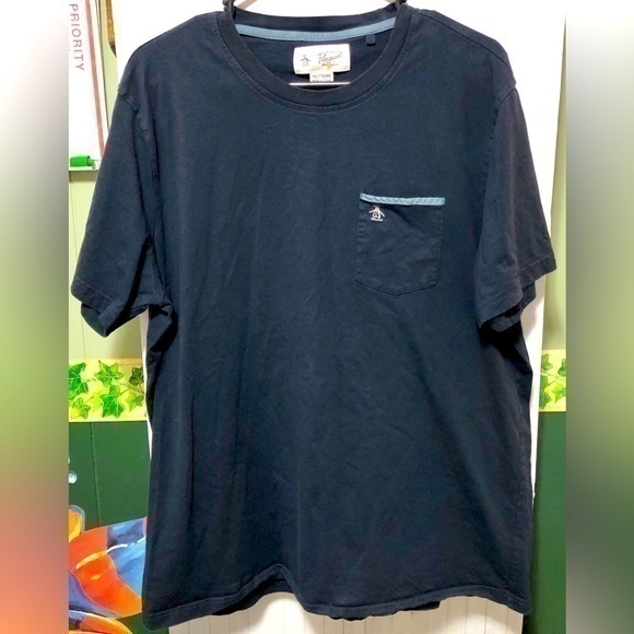 🦜Original Penguin Chambray Trim Pocket T-shirt - Picture 1 of 8